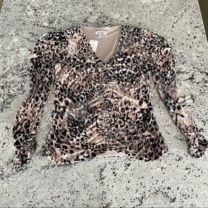 Calvin Klein Women’s Animal Print Gathered Blouse - Small